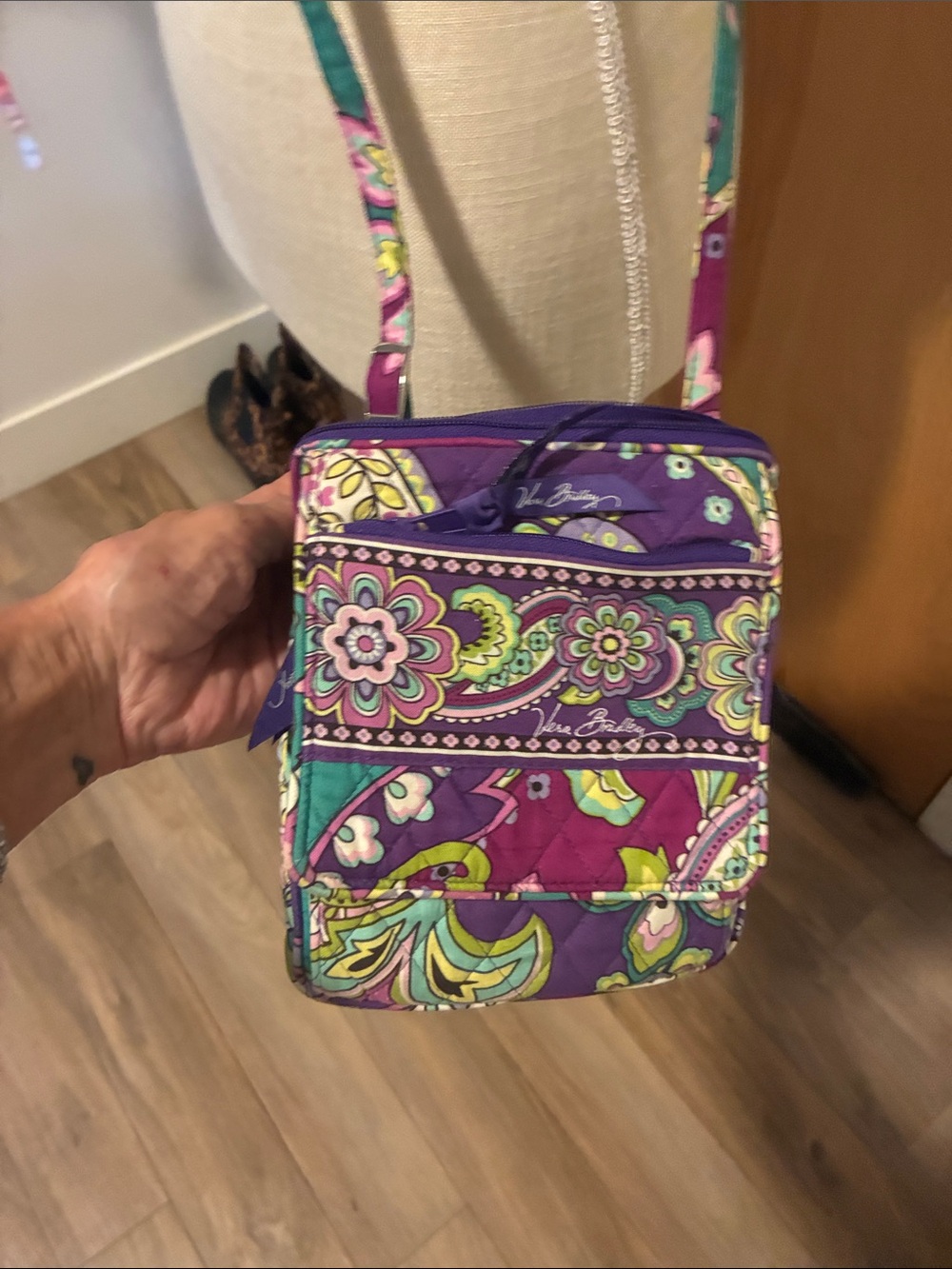 Vera Bradley Purple Floral Paisley Quilted Crossbody